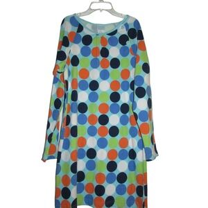 Patsy Aiken Chez Ami Belle cotton blue orange polka dot tunic dress Small NEW